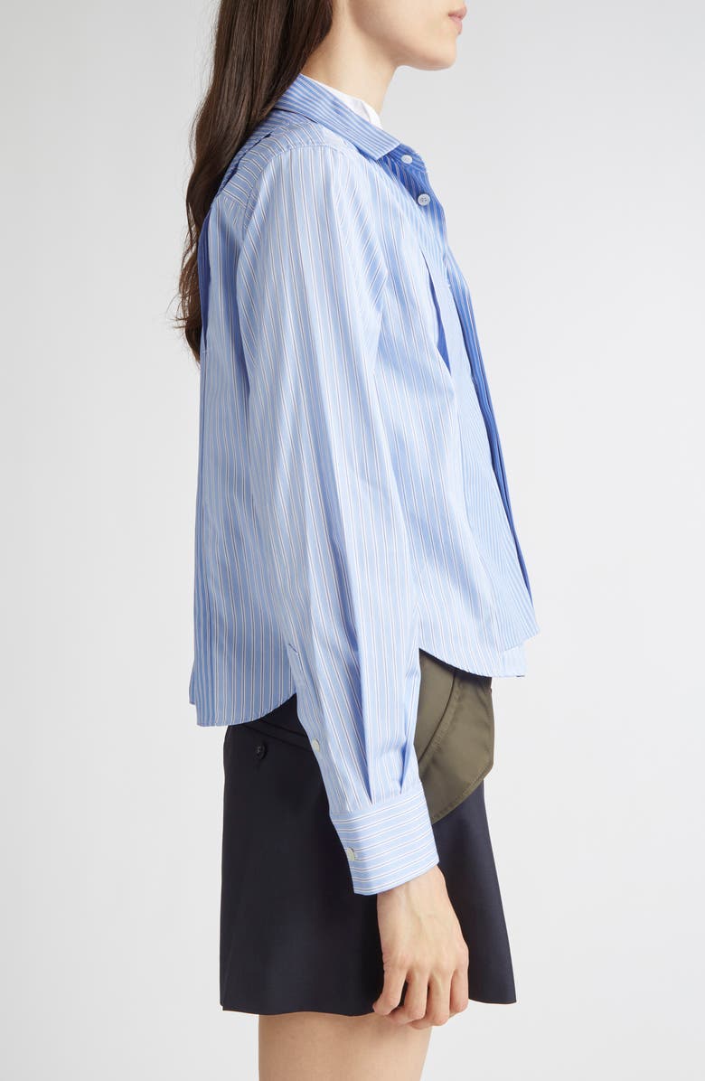 Sacai Stripe Overlay Poplin Button-Up Shirt, Alternate, color, Stripe Mix