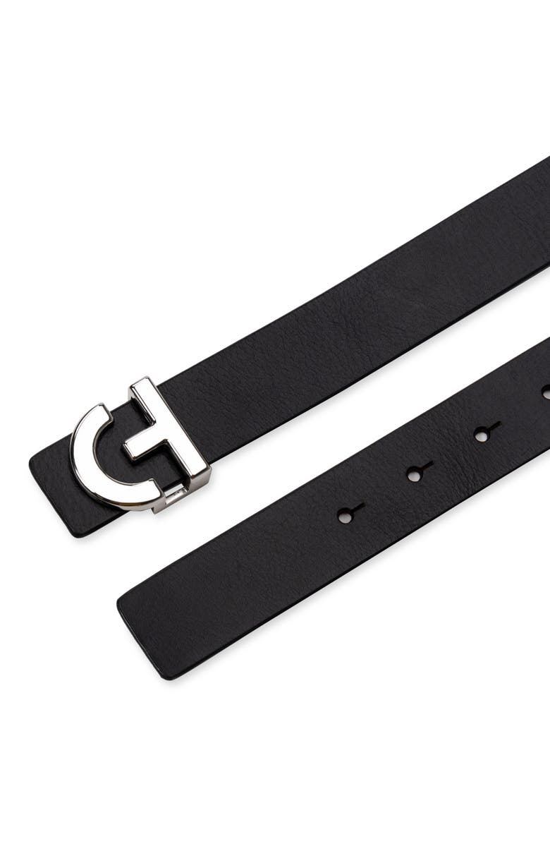 Cole Haan Logo Plaque Leather Belt, Alternate, color, Black