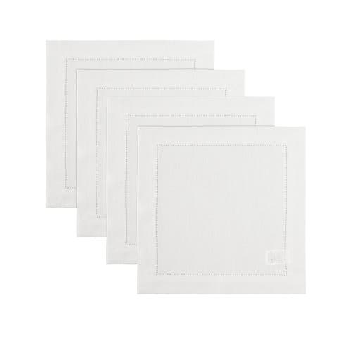 Linen Square Placemats Set of 4, 14 x 14" - Classic Hemstitch