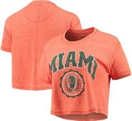 PRESSBOX Women's Pressbox Orange Miami Hurricanes Edith Vintage Burnout Crop T-Shirt