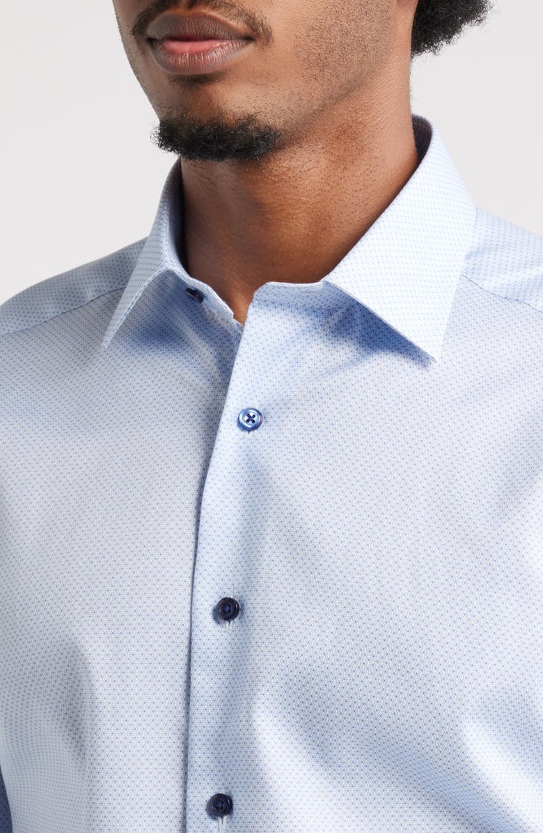 David Donahue Slim Fit Micro Print Dress Shirt, Alternate, color, Sky