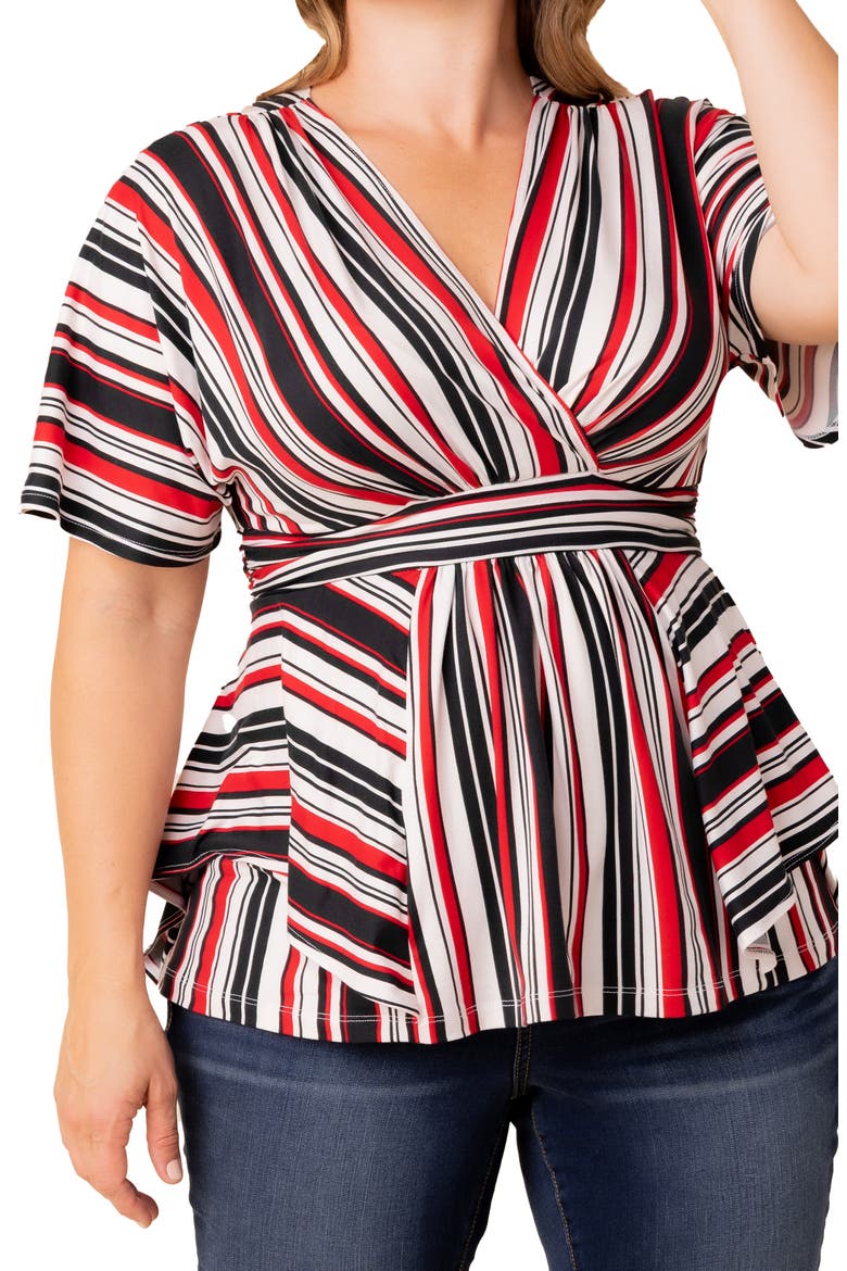 Boulevard Stripe Knit Top, Alternate, color, RED WHITE & BLACK