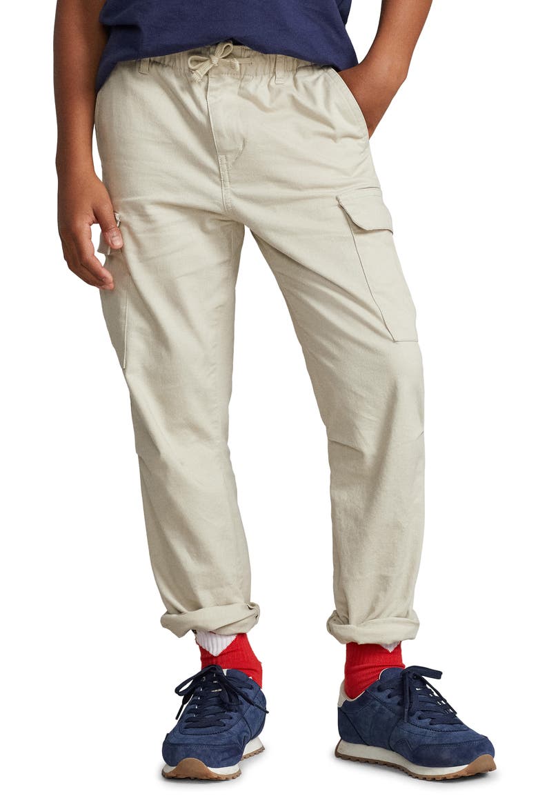 Kids' Slim Fit Stretch Twill Cargo Pants, Alternate, color, BEIGE