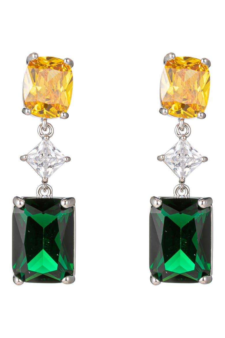 Amelia Cubic Zirconia Drop Earrings, Main, color, SILVER