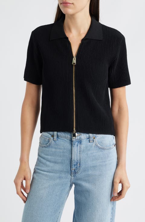 Fron Zip Rib Sweater