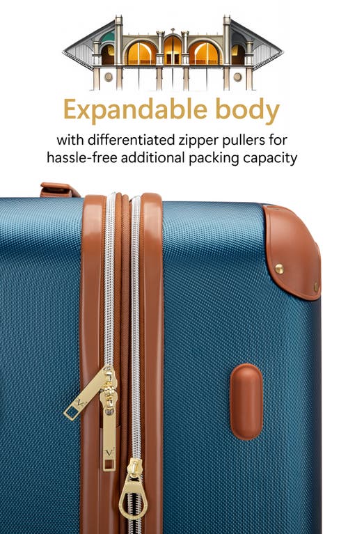 19v69 Italia Vintage 3 Piece Expandable Spinner Luggage Set In Blue