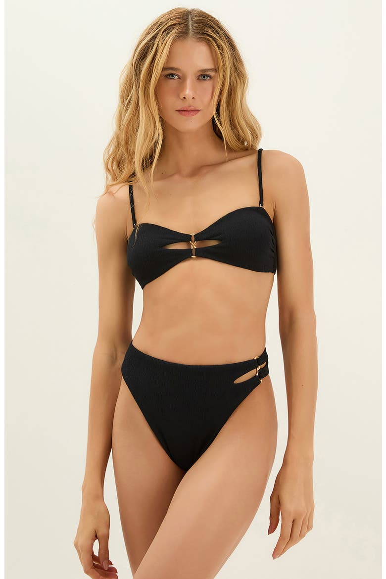Solaro Bandeau Bikini Top, Alternate, color, BLACK