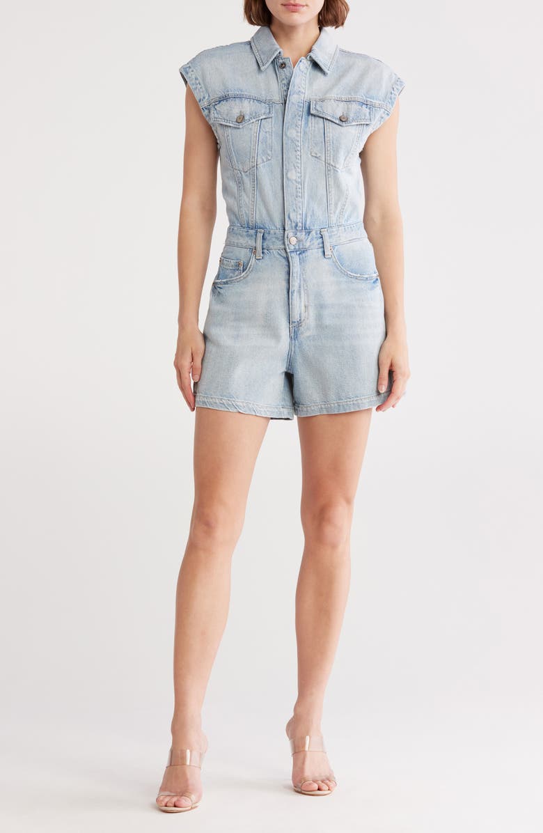 Pistola Lennox Cap Sleeve Denim Romper, Main, color, Roma