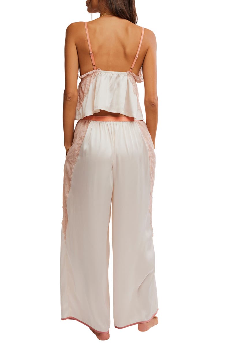 Free People Anywhere With You Satin Camisole Pajamas, Alternate, color, Jett Stream