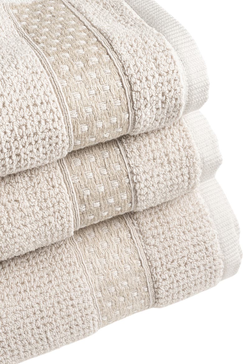 Viseu Tight Jacquard Bordered 100% Cotton Towel 3 Pcs Set, Alternate, color, Beige