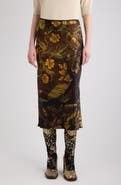Dries Van Noten Floral Silk Satin Skirt