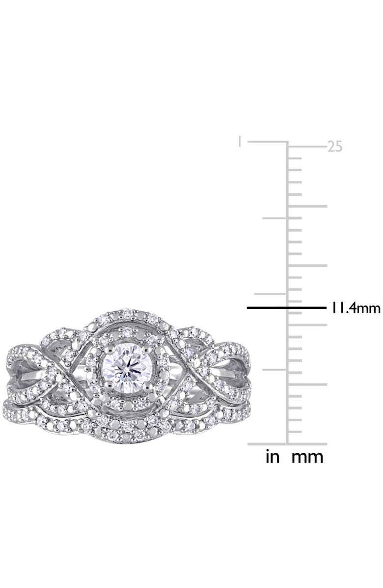 Julianna B. Diamond Double Halo Twist Bridal Set 14k, Alternate, color, 14K White Gold