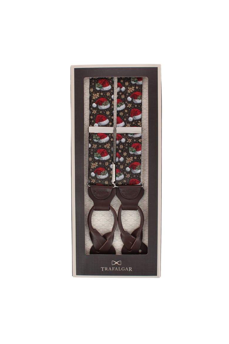 Kris Kringle's Cap Silk Novelty Button End Suspenders, Alternate, color, Black