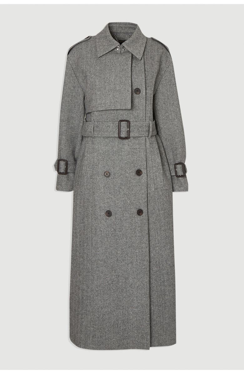 Karen Millen Herringbone Tailored Maxi Coat, Alternate, color, Grey