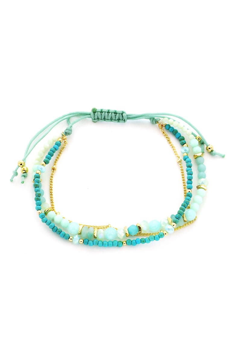 Panacea Mint Beaded Layered Slider Bracelet, Main, color, Mint