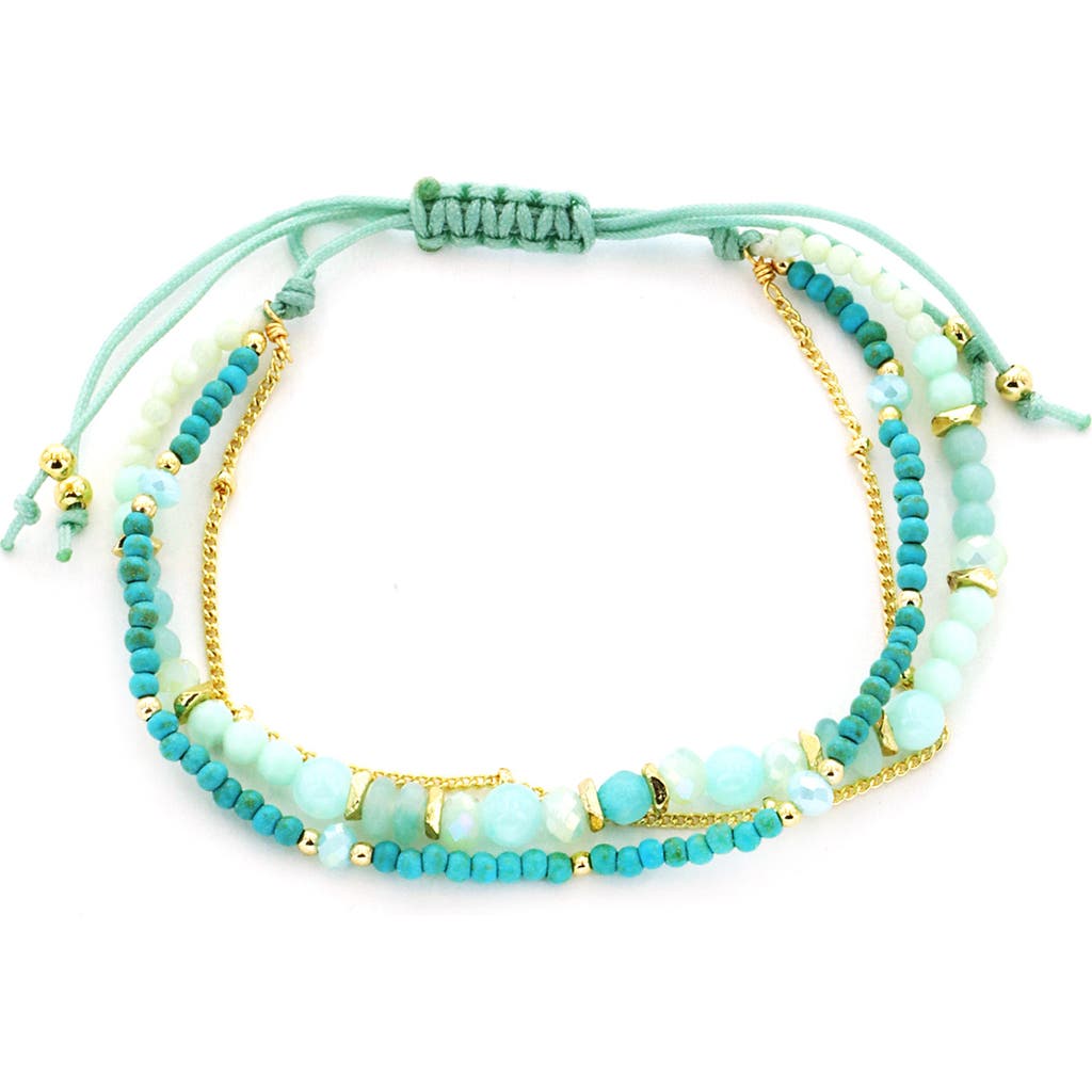 Panacea Mint Beaded Layered Slider Bracelet In Green