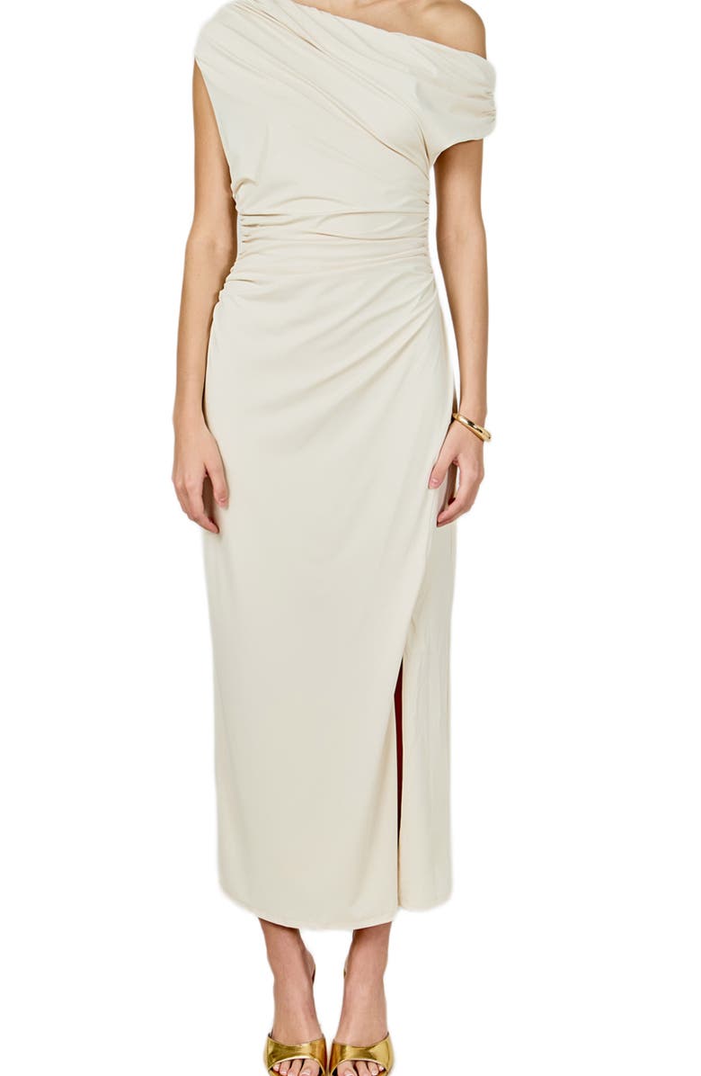 Endless Rose One-Shoulder Midi Dress, Alternate, color, Cream