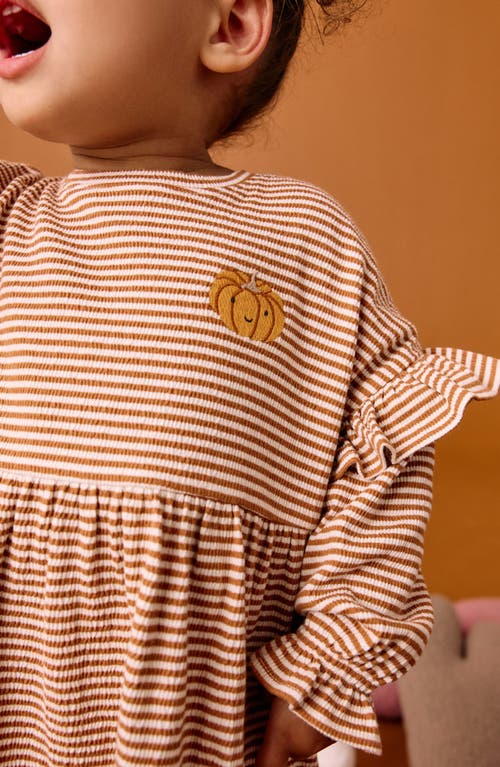 Next Kids' Crinkle Dress & Leggings Set In Brown