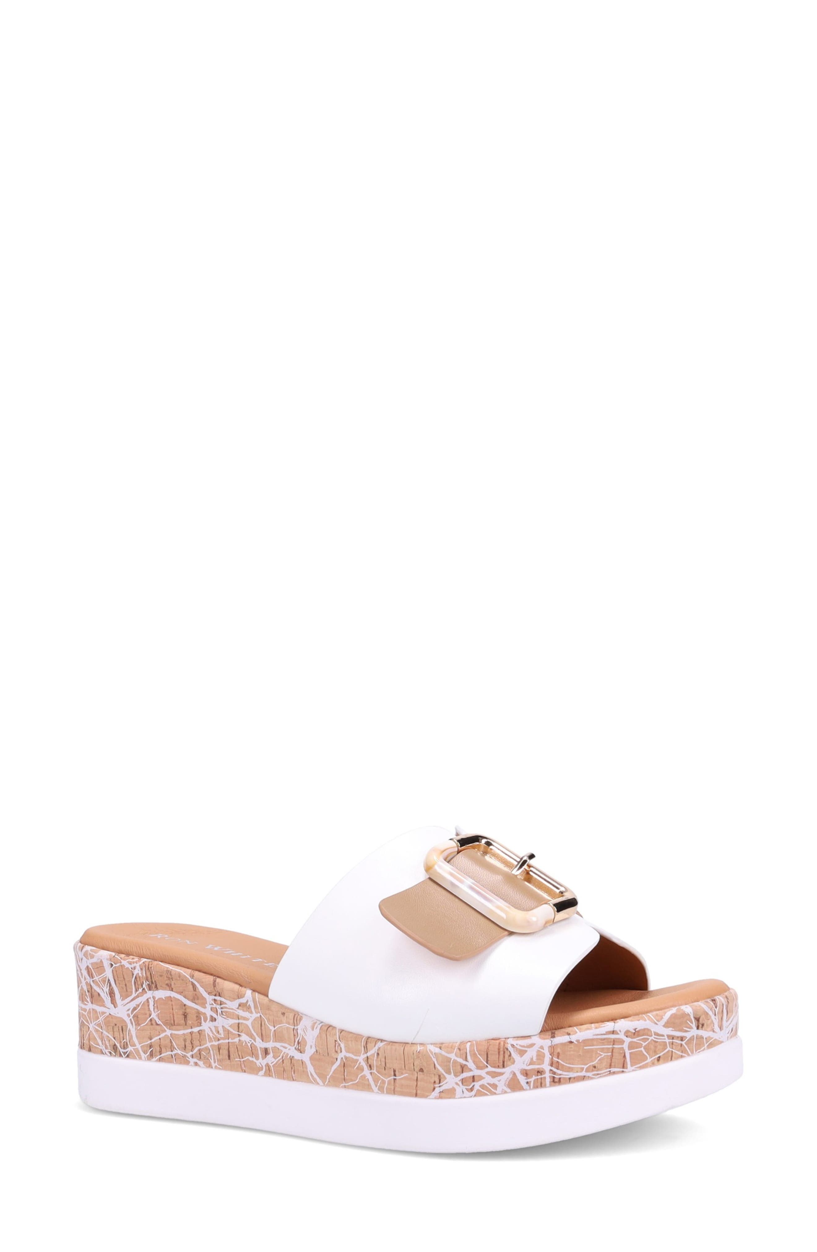 Ron White Taelyn Slide Platform Sandal, Main, color, White