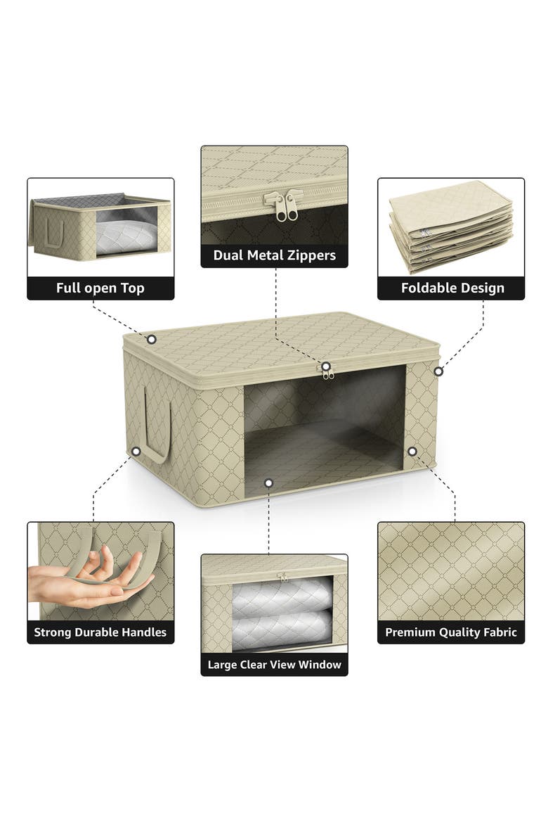 6-Pack Foldable Storage Bins, Alternate, color, BEIGE