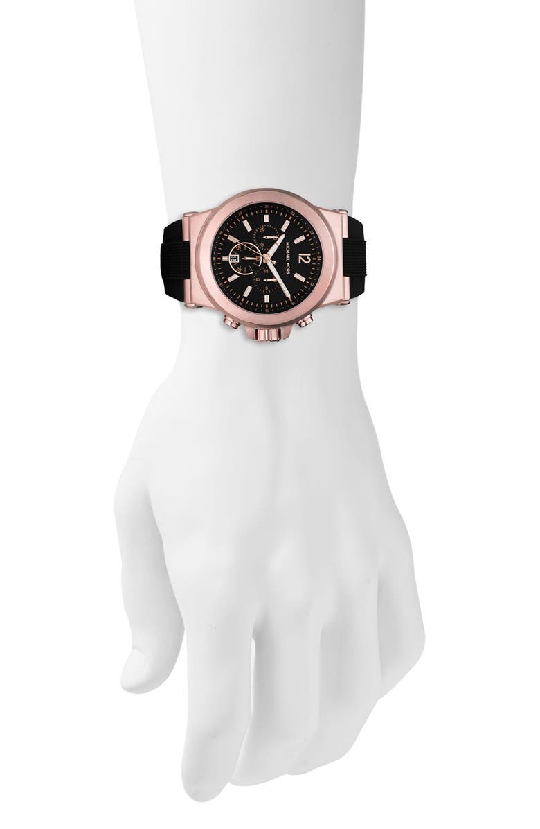 Michael Kors Chronograph Watch, 45mm, Alternate, color, Rose Gold/ Black