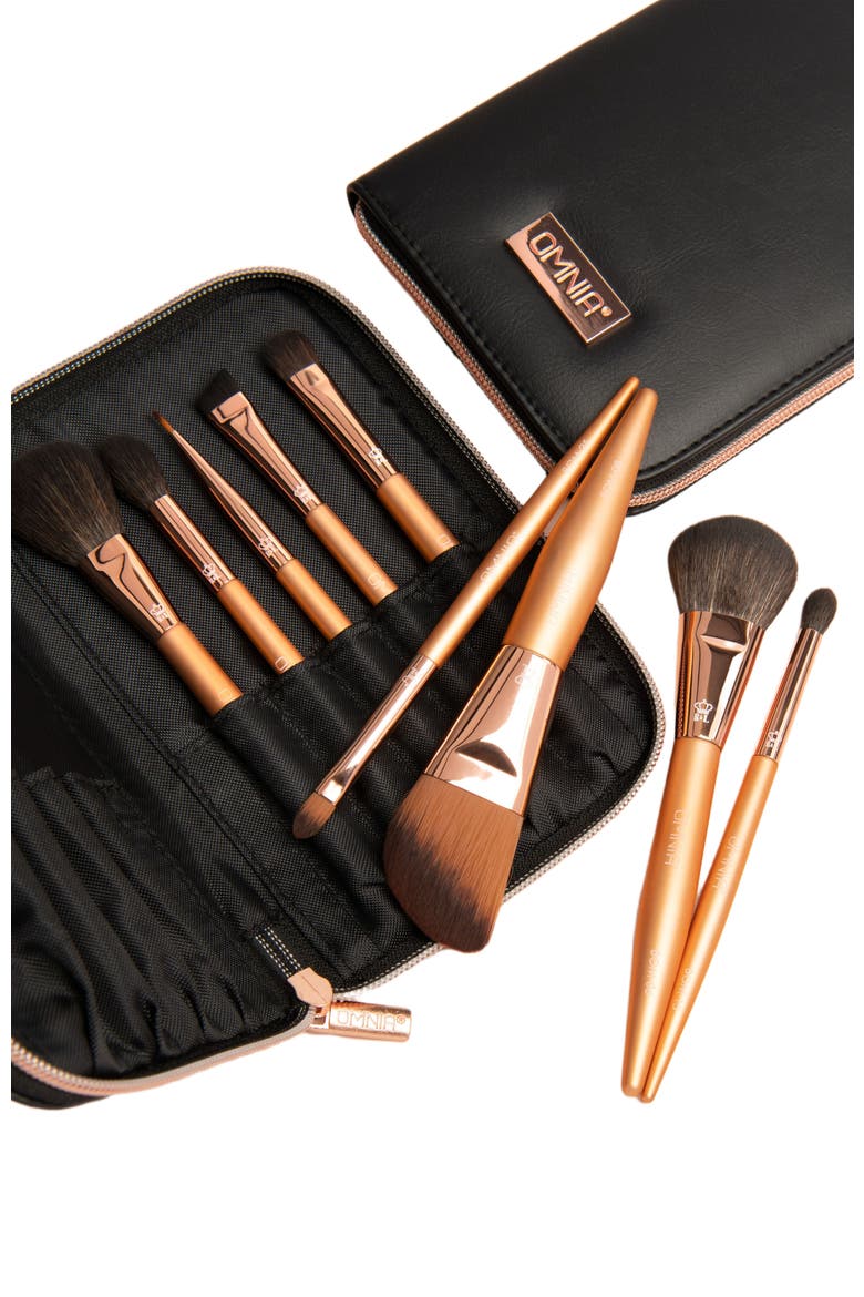Rose Gold 9pc Makeup Travel Brush Set, Alternate, color, Black