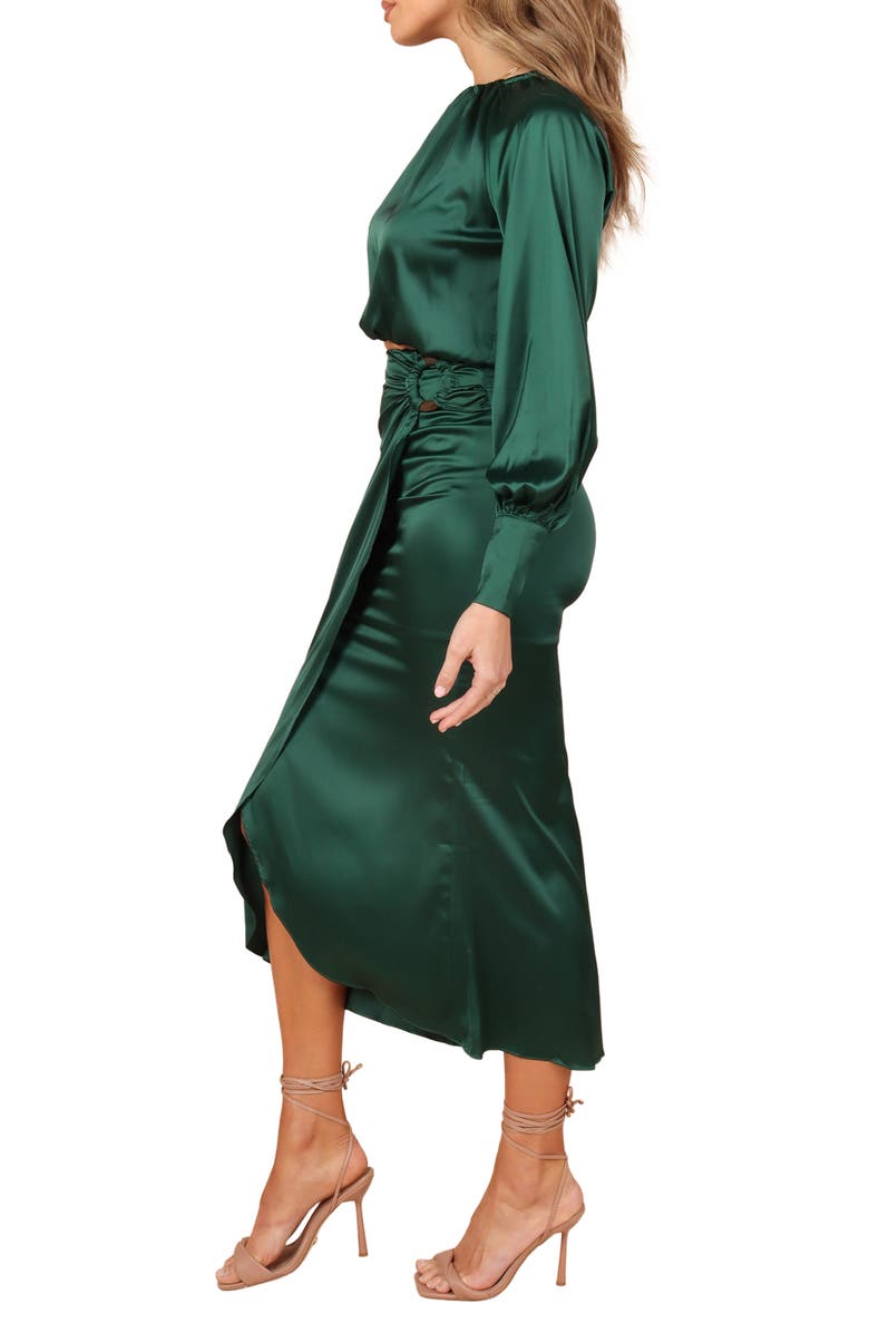 Petal & Pup Natasha Long Sleeve Satin Crop Top & Skirt Set, Alternate, color, 