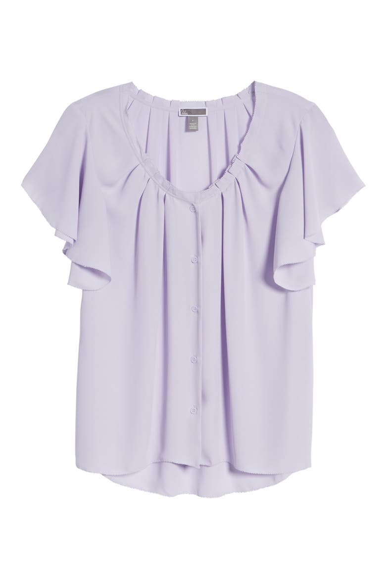 Pleated Flutter Sleeve Top, Alternate, color, PURPLE PETAL