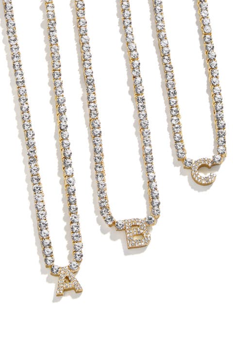 Pavé Initial Pendant Tennis Necklace