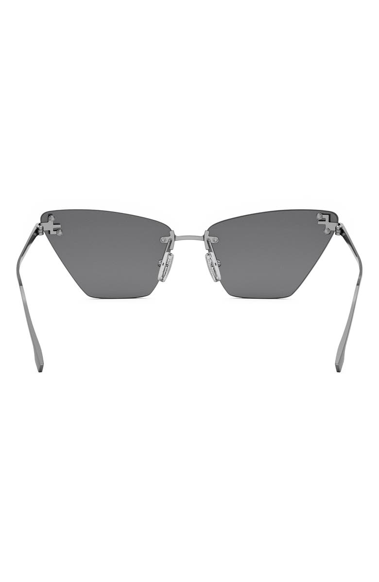 Fendi First Crystal 57mm Cat Eye Sunglasses, Alternate, color, Shiny Light Ruthenium / Smoke