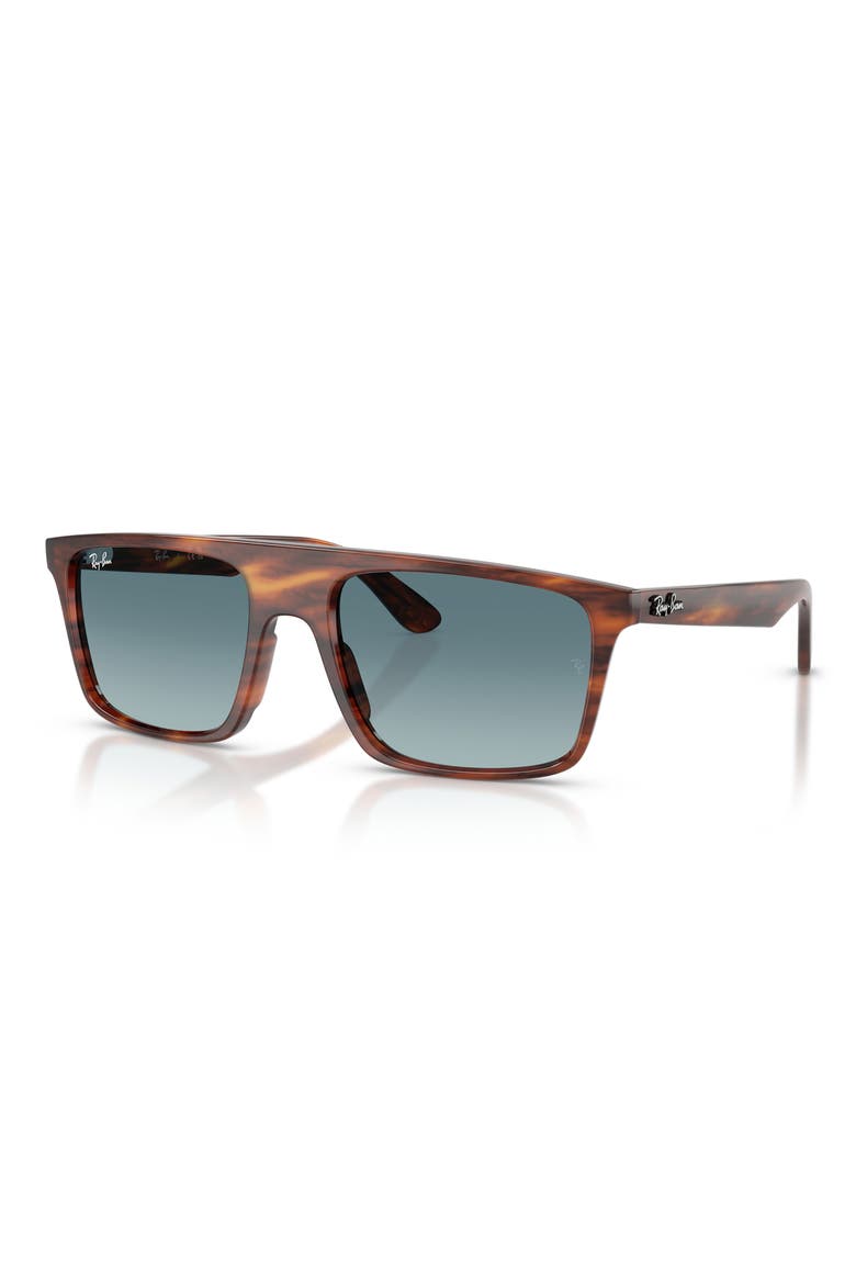 57mm Gradient Square Sunglasses, Alternate, color, STRIPED HAVANA / BLUE GREY