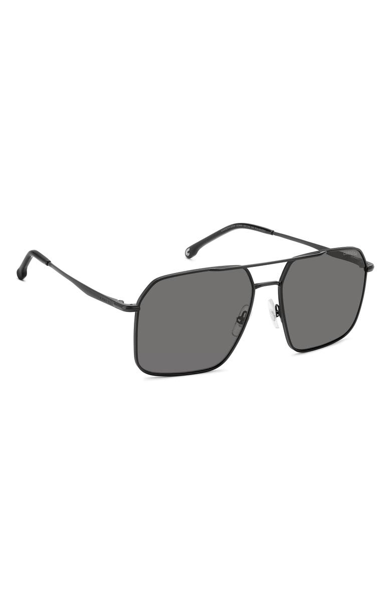 Carrera Eyewear 59mm Polarized Aviator Sunglasses, Alternate, color, Matte Black/ Gray Polar