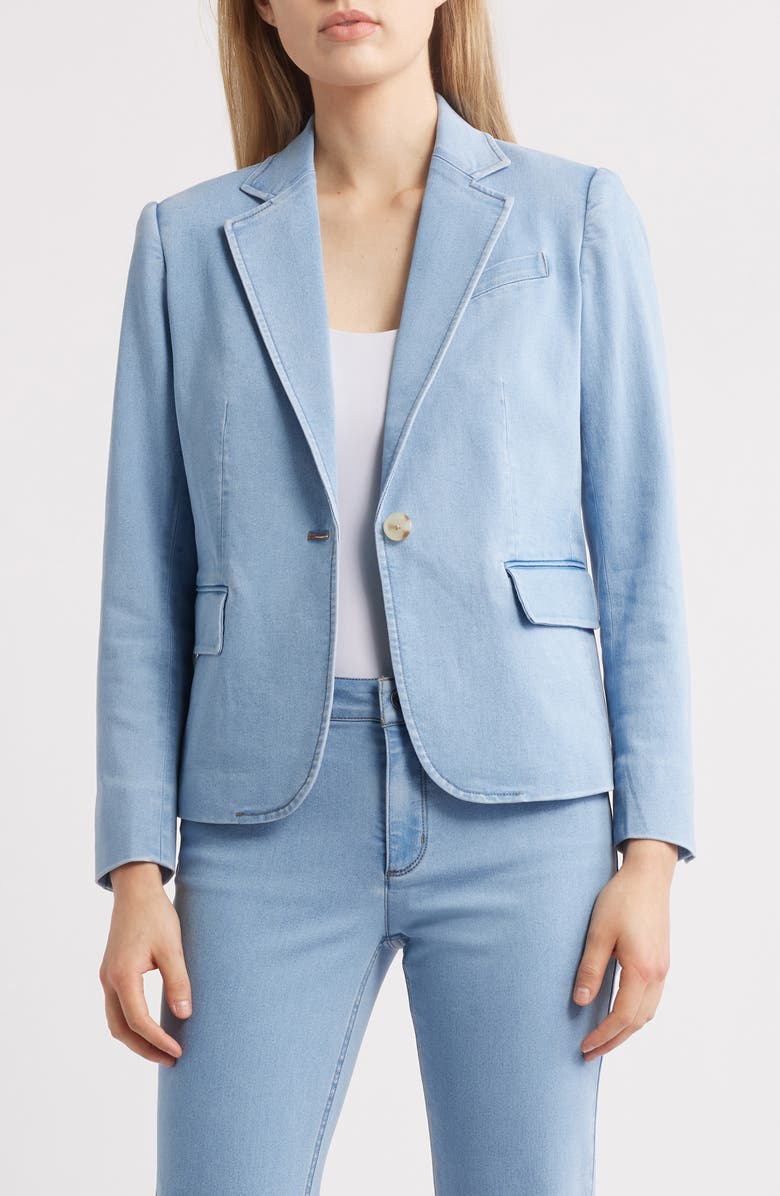 Anne Klein Notch Collar Denim Blazer, Main, color, 