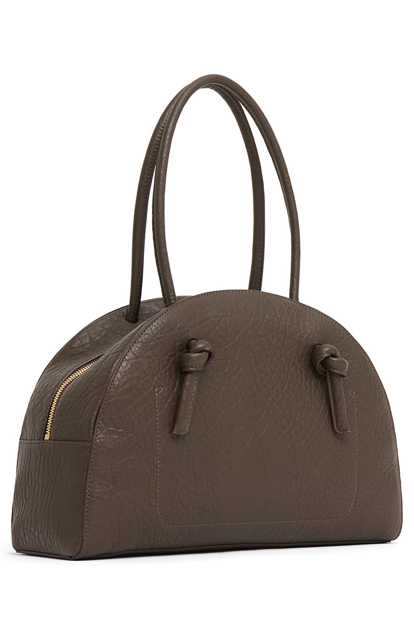 Mansur Gavriel Fortuna Leather Bowling Bag, Alternate, color, Ebony
