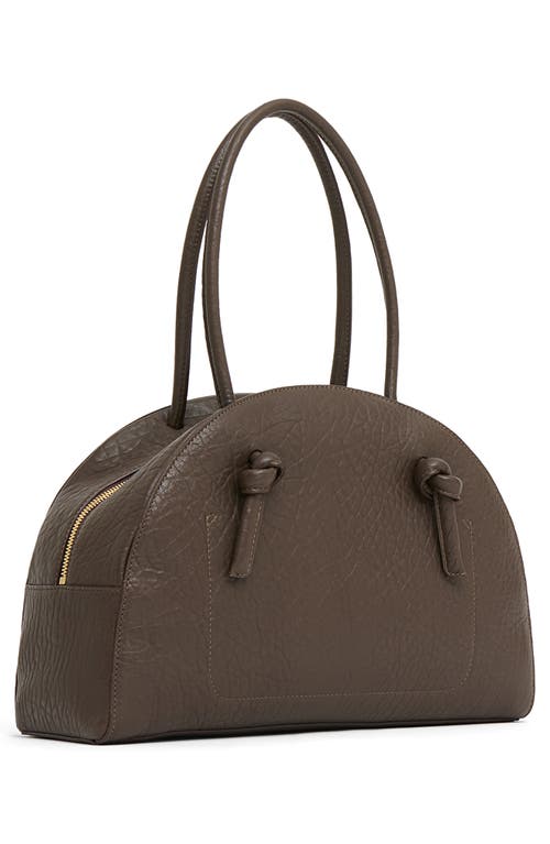 Mansur Gavriel Fortuna Bowling Bag In Ebony Stamped Lambskin