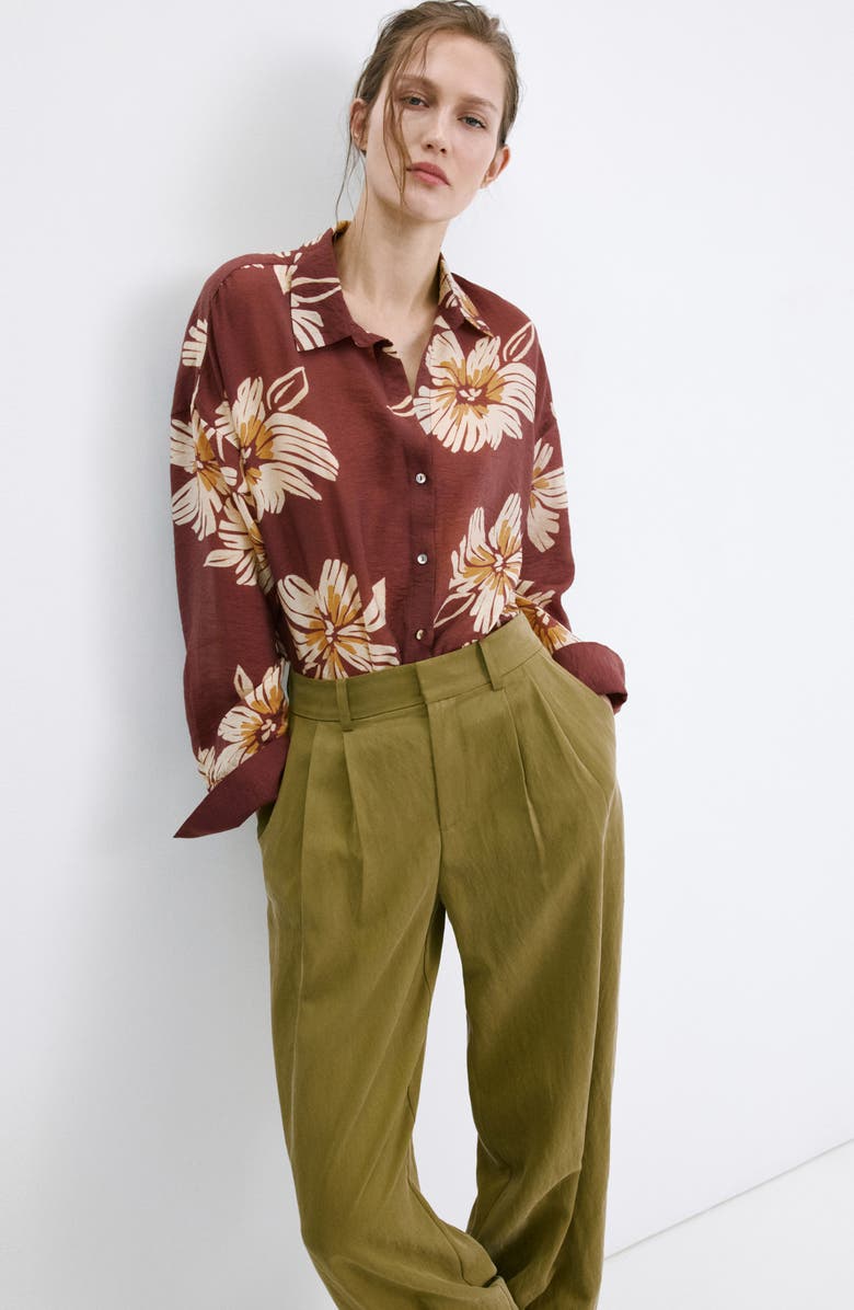 MANGO Floral Button-Up Shirt, Alternate, color, 