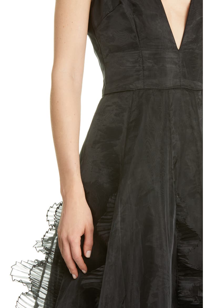 Jane Ruffle Organza Ballgown, Alternate, color, BLACK