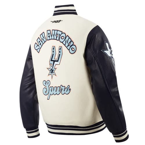 Pro Standard Cream San Antonio Spurs 2024/25 City Edition Wool Varsity Full-zip Jacket In White