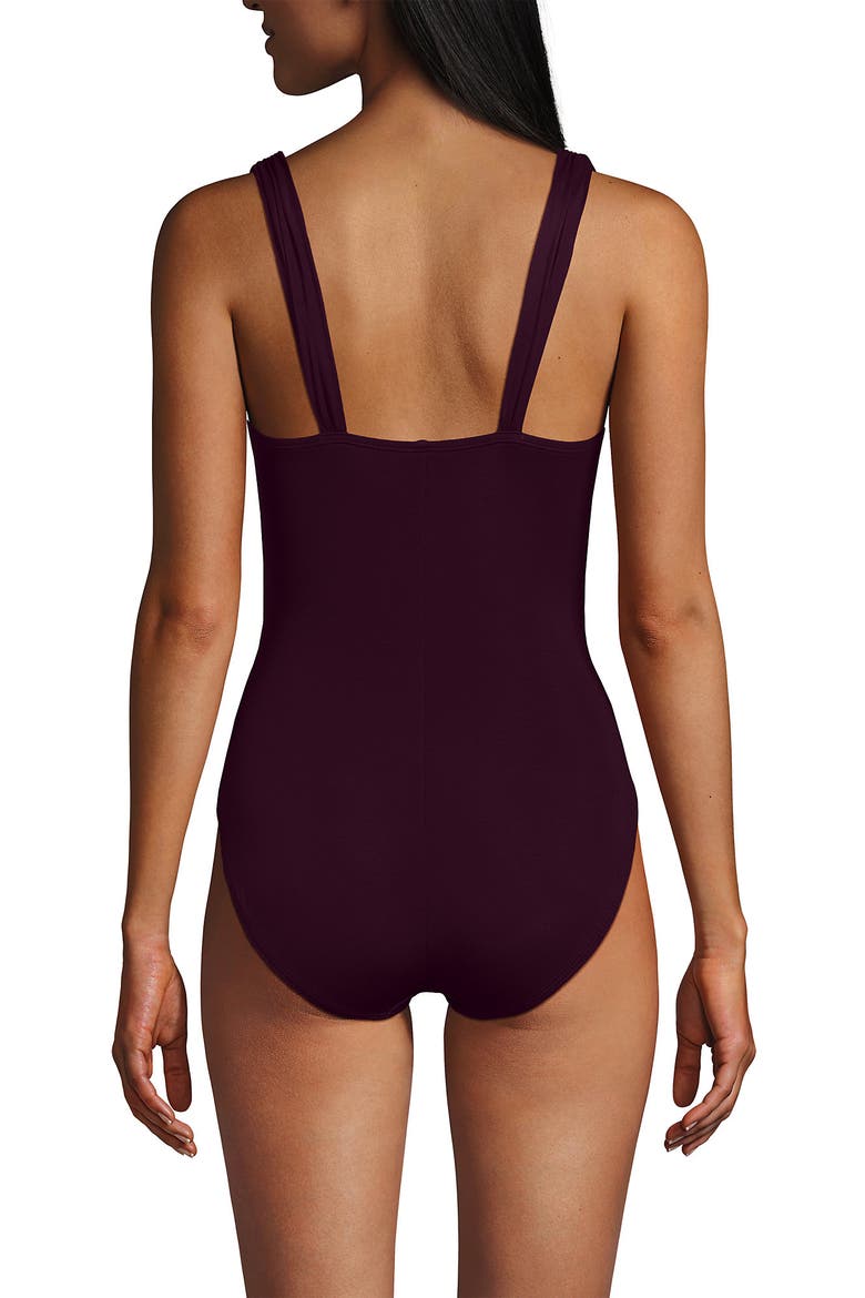 D-Cup Slender Grecian Tummy Control Chlorine Resistant One Piece Swimsuit, Alternate, color, Dark Wine
