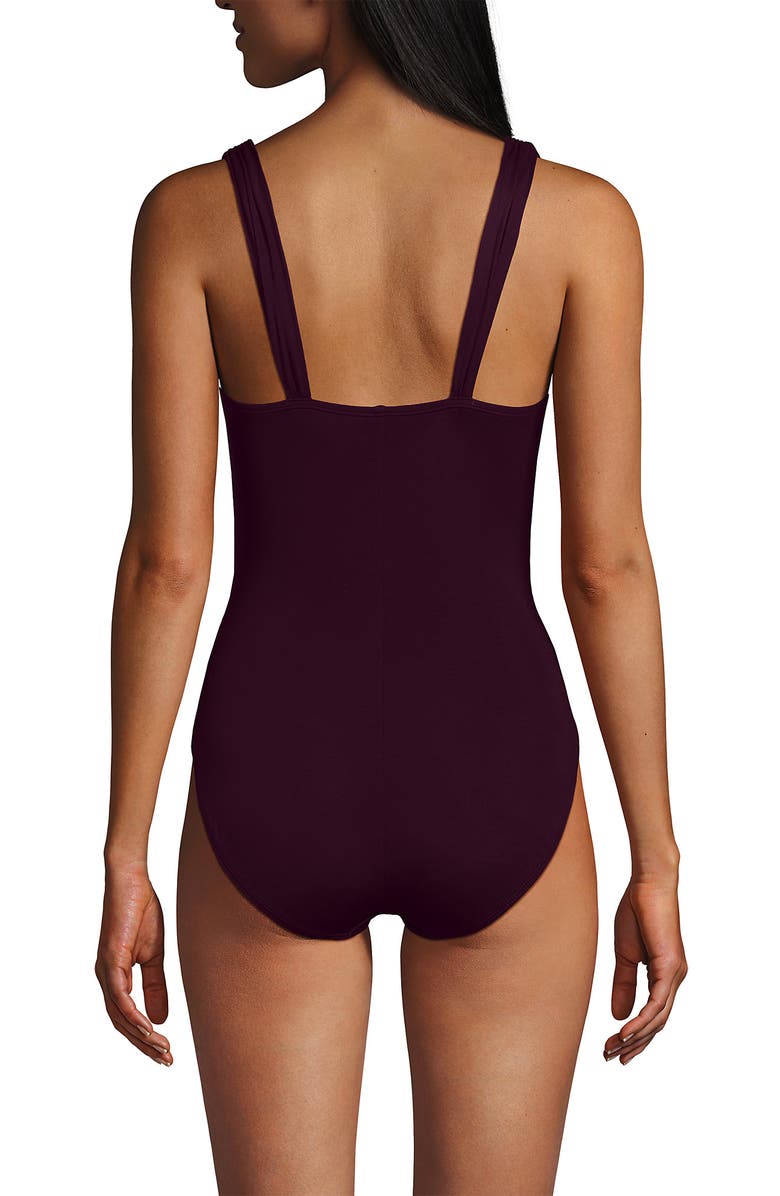 Lands' End SlenderSuit Grecian Tummy Control Chlorine Resistant One Piece Swimsuit, Alternate, color, Dark Wine