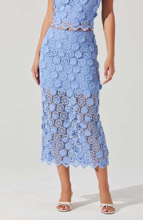 ASTR the Label Jonae Floral Appliqué Midi Skirt