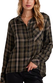 Bella Dahl Plaid Slouchy Pocket Button Down Shirt
