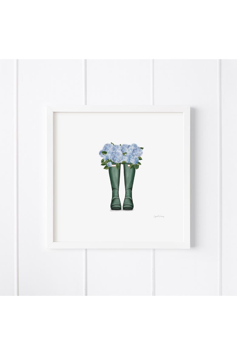 Boots & Hydrangeas Framed Museum Quality 12" x 12" Art Print, Main, color, Multicolored
