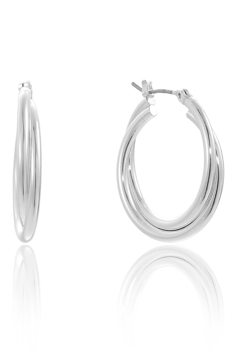 Twisted Tube Hoop Earrings, Main, color, SILVER