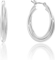 Ettika Twisted Tube Hoop Earrings