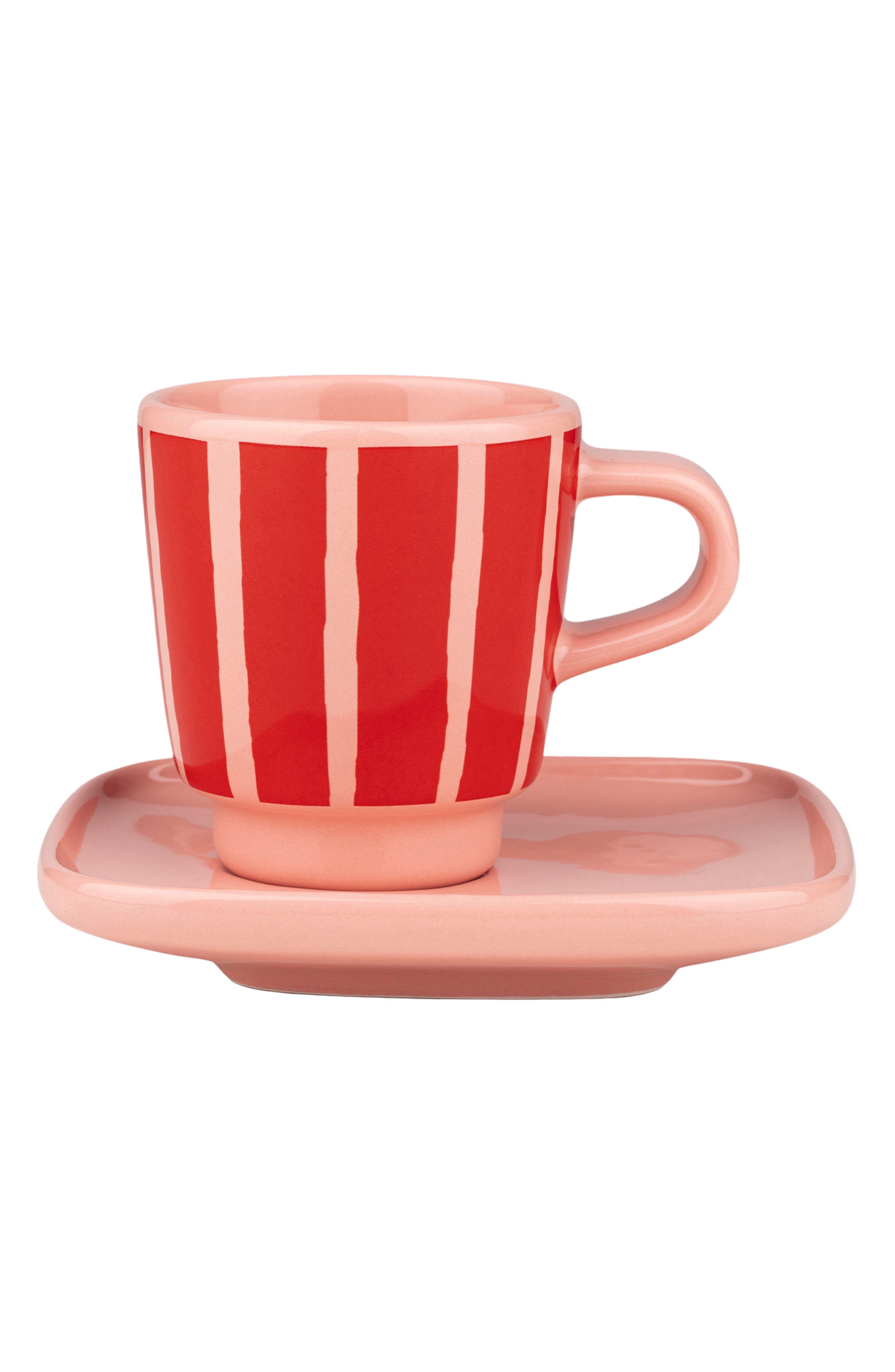Marimekko Oiva Piccolo Espresso Cup & Saucer - Orange, One Size oz
