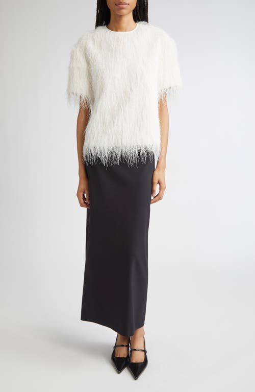 Loulou De Saison Zaro Short Sleeve Fringe Top In White