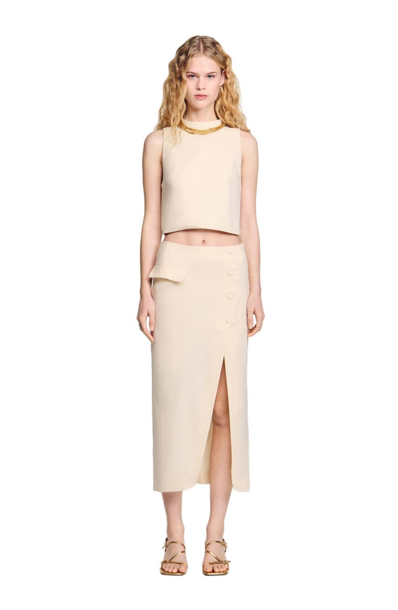SANDRO Long slit skirt, Alternate, color,