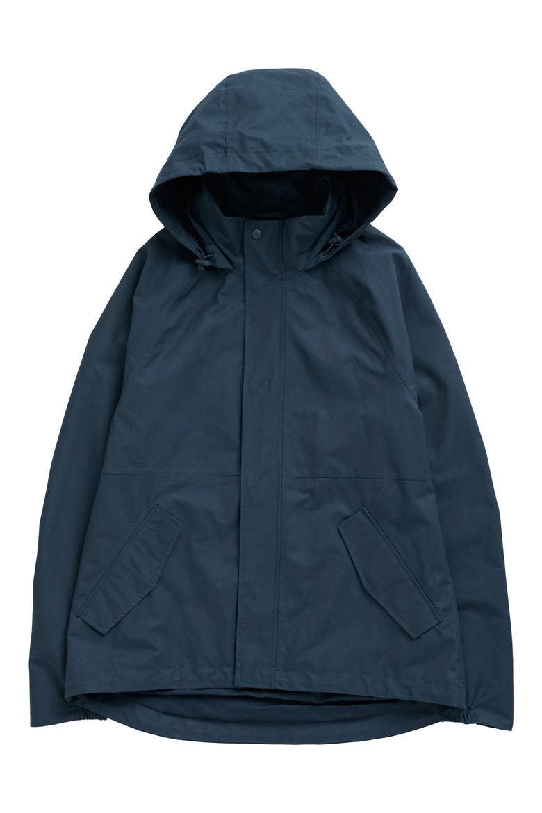 Sea Edge Waterproof Hooded Cotton Blend Rain Coat, Alternate, color, SQUID INK