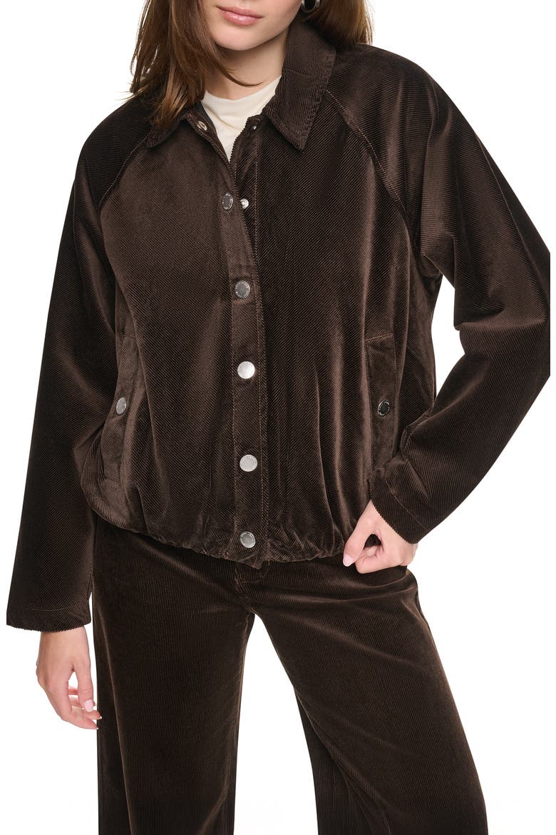 Corduroy Raglan Sleeve Bubble Jacket, Main, color, ESPRESSO